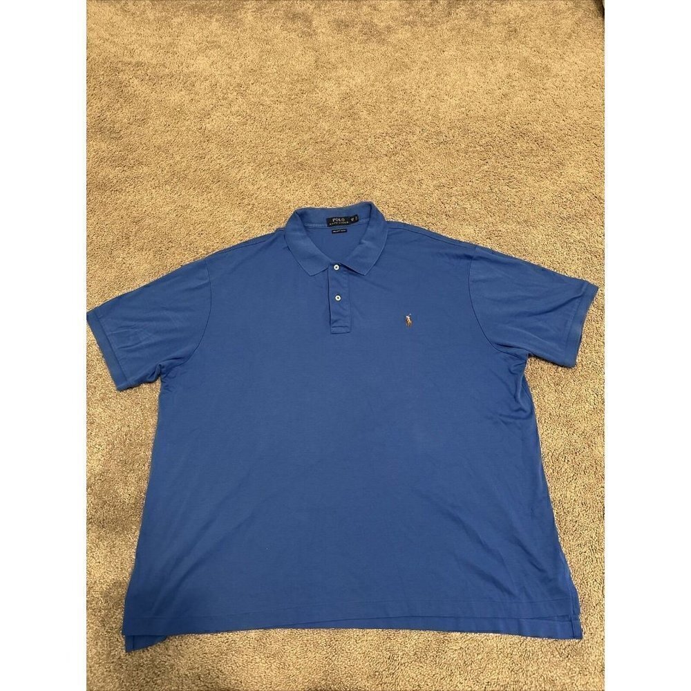 Ralph Lauren Polo Shirt Adult 3XLB 3XL Big Blue Pima Cotton Golf Rugby Pony Mens
